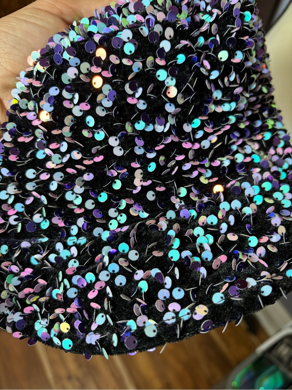Source Unknown Black Sequin Bucket Hat with Iridescent Accents - Picture 5 of 6